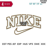 Swoosh Double outline B Embroidery Design 5.5" 6.5" 7.5" 8.5"