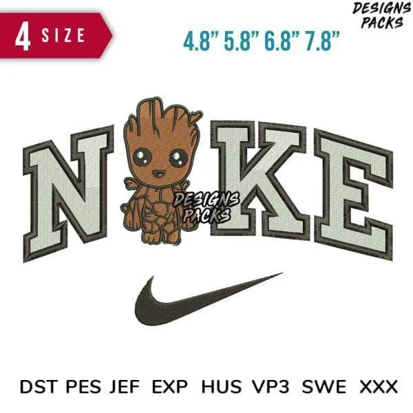 Swoosh Groot Chk Embroidery Design 3,8", 4.8", 5.8", 6.8"