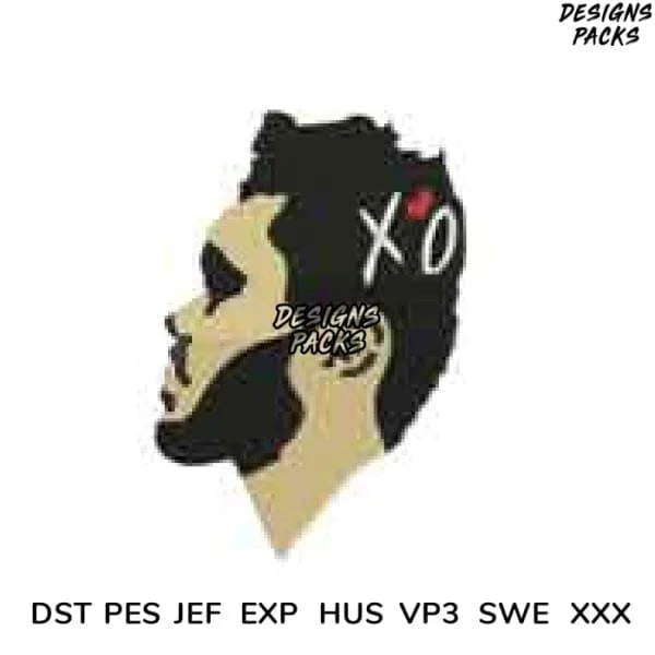 Head x love o Embroidery Design 3.8" 4.8" 5.8" 6.8