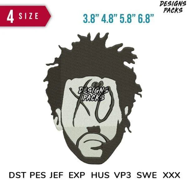 Weeknd silhouette Embroidery Design 3.8" 4.8" 5.8" 6.8"