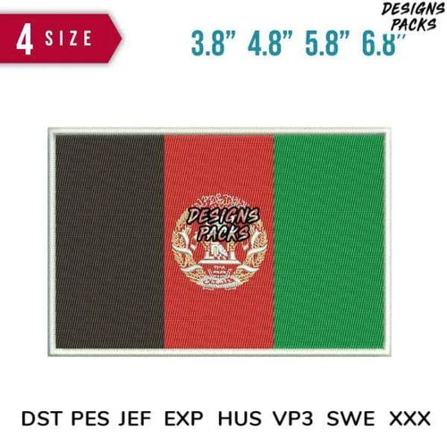 Afghanistan Flag Embroidery Design 3.8