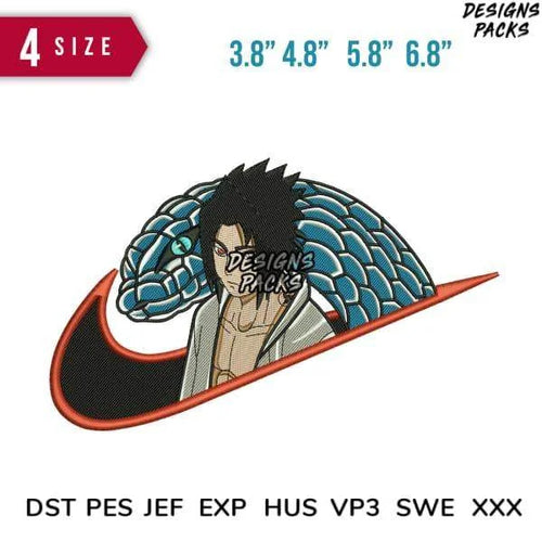 Swoosh Sasuke and Snake Embroidery Design 3.8
