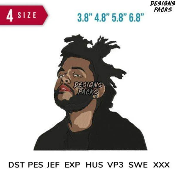 The Weeknd Face Embroidery Design 3.8" 4.8" 5.8" 6.8"