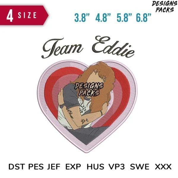 Team Eddie Embroidery Design 3.8" 4.8" 5.8" 6.8"