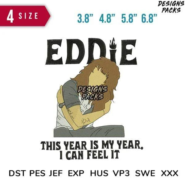Eddie Embroidery Design 3.8" 4.8" 5.8" 6.8"