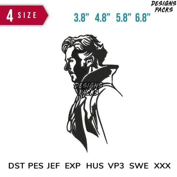 Dr Strange Silhouette Embroidery Design 3.8" 4.8" 5.8" 6.8"