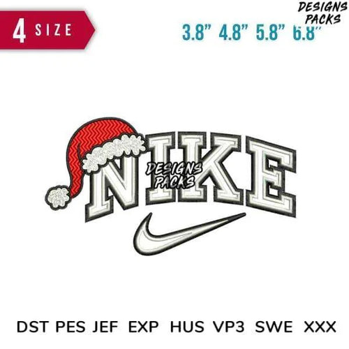 Swoosh Hat Santa Embroidery Design 3.8