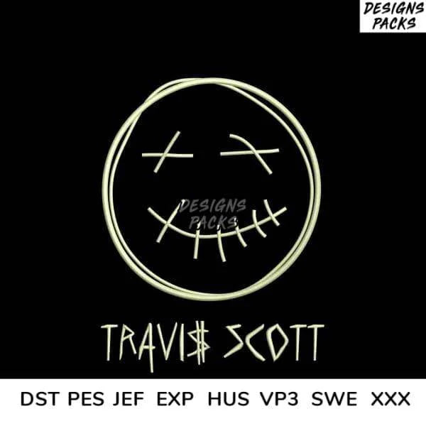 Travis Scott and face logo Embroidery Design 3.8" 4.8" 5.8" 6.8"