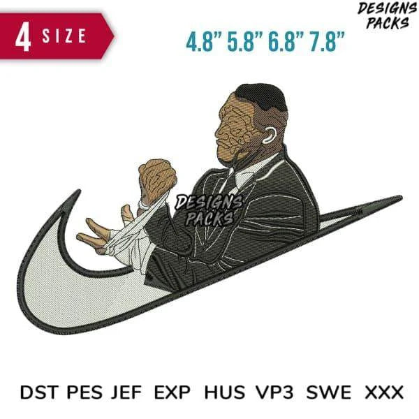 Swoosh Mike Tyson Embroidery Design 4.8" 5.8" 6.8" 7.8"