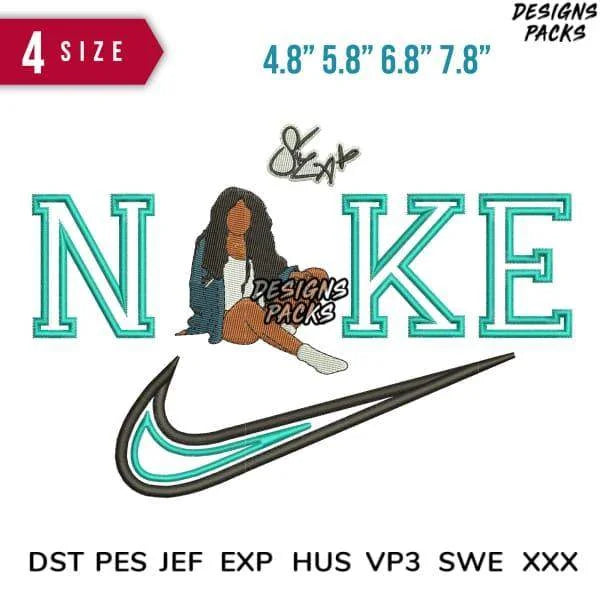 Swoosh SZA Embroidery Design 4.8" 5.8" 6.8" 7.8"