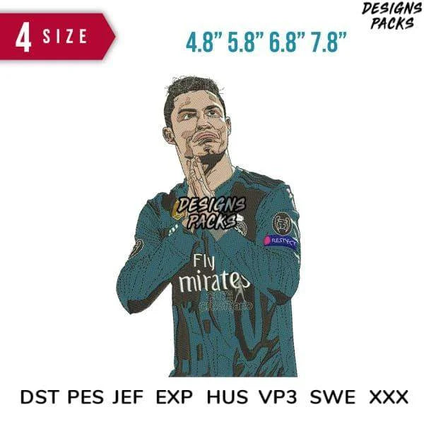Ronaldo Thanks Embroidery Design 4.8" 5.8" 6.8" 7.8"