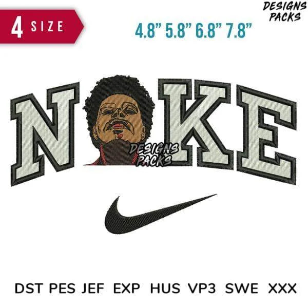 Swoosh Weeknd Blood Embroidery Design 4.8" 5.8" 6.8" 7.8"