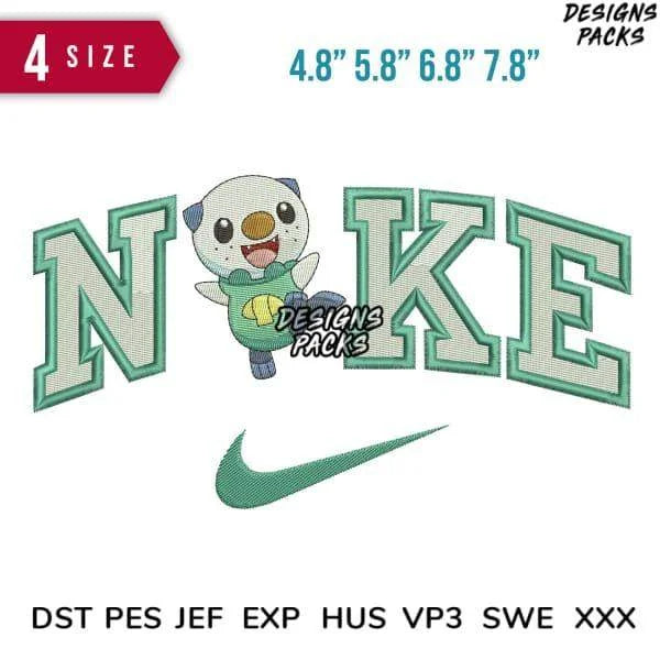 Swoosh Oshawott Happy Embroidery Design 4.8" 5.8" 6.8" 7.8"