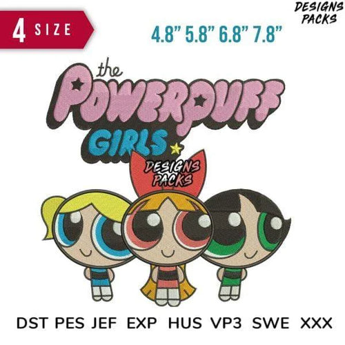 Power puff Group Embroidery Design 4.8