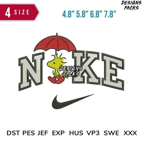 Swoosh Woodsock umbrella Embroidery Design 4.8