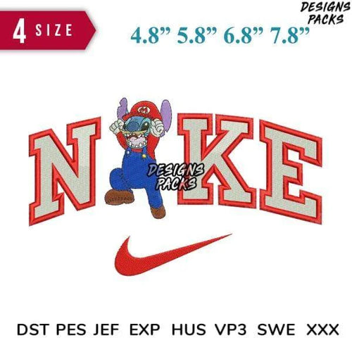 Swoosh Stitch Mario Embroidery Design 4.8