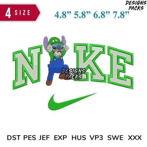 Swoosh Stitch Luigi Embroidery Design 4.8