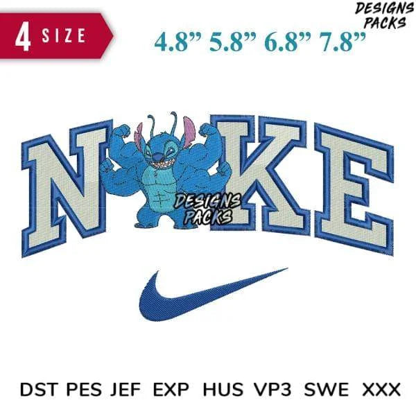 Swoosh Stitch Muscular Embroidery Design 4.8" 5.8" 6.8" 7.8"