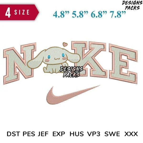 Swoosh Cinnamorol Embroidery Design 4.8" 5.8" 6.8" 7.8"