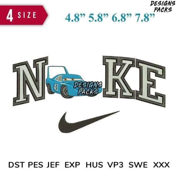 Swoosh Dinoco Car Embroidery Design 4.8" 5.8" 6.8" 7.8"