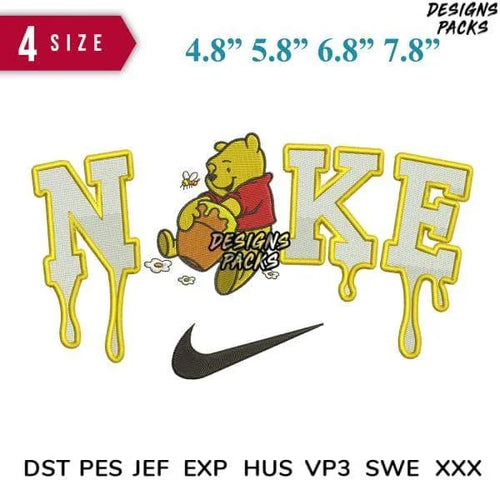 Swoosh Melt pooh and bee Embroidery Design 4.8