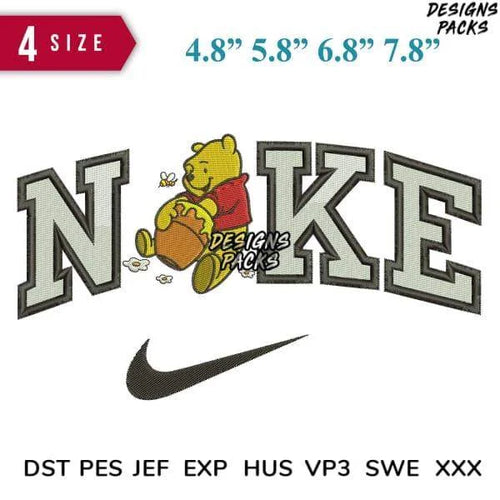 Swoosh pooh and bee Embroidery Design 4.8