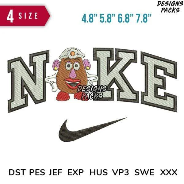 Swoosh Mrs Potato Embroidery Design Multi Sizes