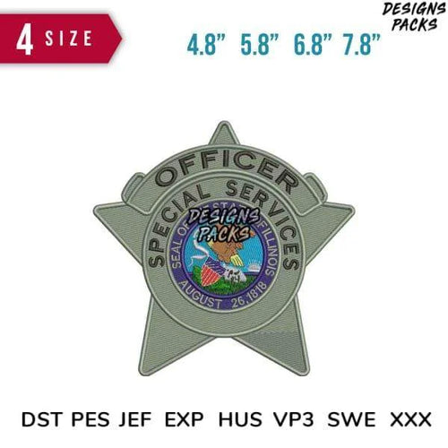 Office sherif badge Embroidery Design 4.8