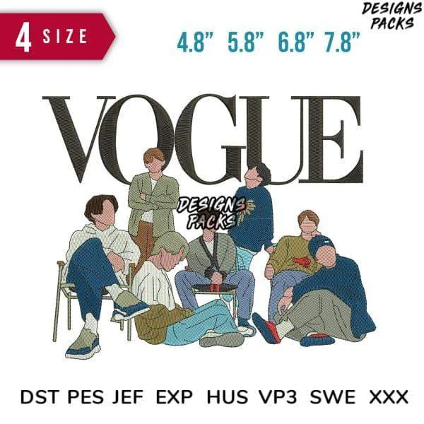 Vogue Kpop Embroidery Design 4.8" 5.8" 6.8" 7.8"