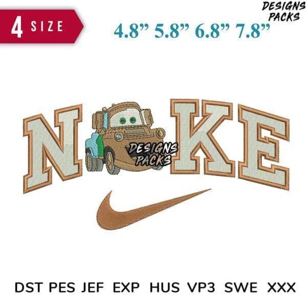 Swoosh Mater Car Embroidery Design 4.8" 5.8" 6.8" 7.8"