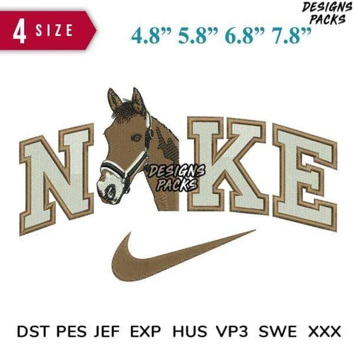 Swoosh Horse Brown Embroidery Design 4.8