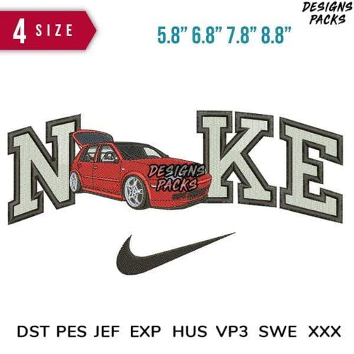 Swoosh Car open back door Embroidery Design 5.8