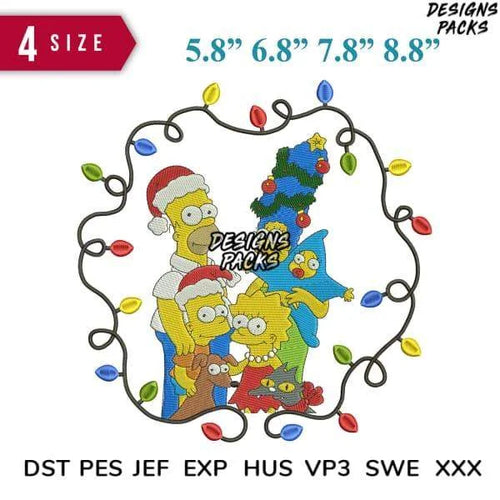 Bart Family Christmas Embroidery Design 5.8