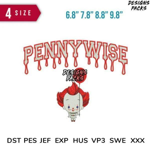Baby Pennywise Embroidery Design 6.8" 7.8" 8.8" 9.8"