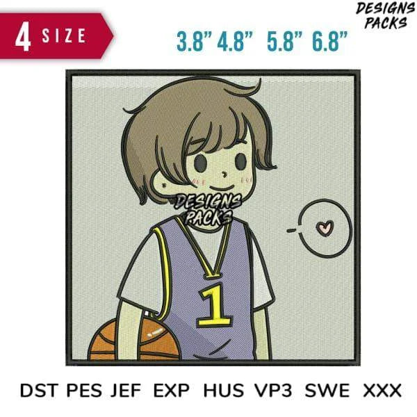 Boy Basketball Embroidery Design Couple with Girl Basketball