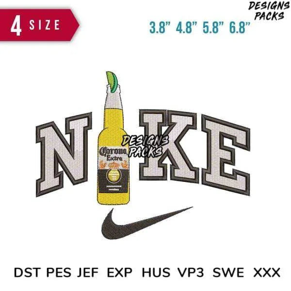 Swoosh Corona Extra Bottle Embroidery Design