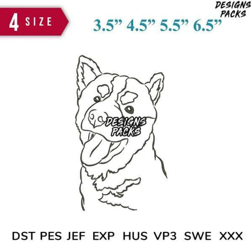 Dog Line Art Embroidery Design 3.5