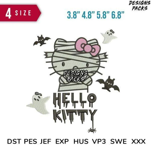 Kitty Mummy Embroidery Design 3.8
