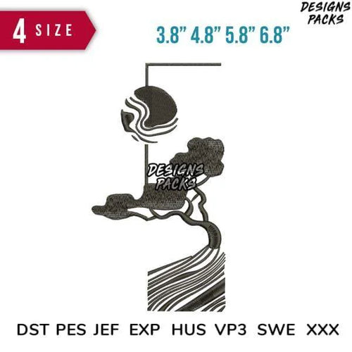 Line Art Panoramic D Embroidery Design 3.8