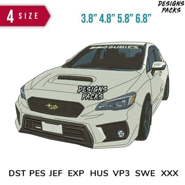 Car Subaru Embroidery Design 3.8" 4.8" 5.8" 6.8"