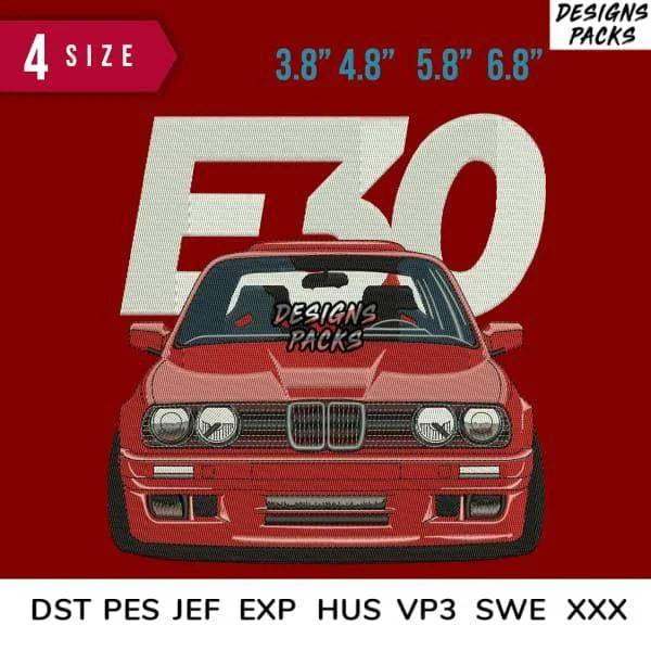 Car E30 Embroidery Design 3.8" 4.8" 5.8" 6.8"