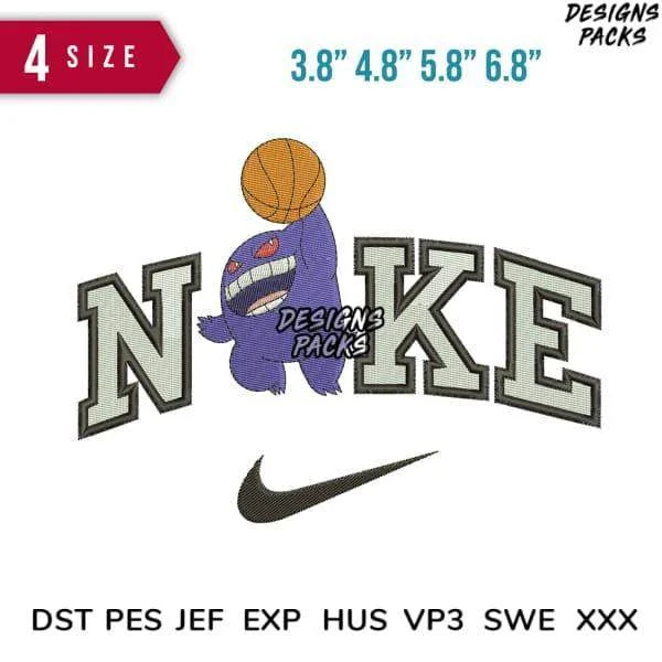 Swoosh Gengar Basketball Embroidery Design 3.8" 4.8" 5.8" 6.8"