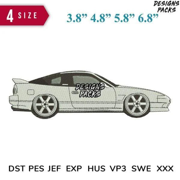 Nissan Car White Embroidery Design 3.8" 4.8" 5.8" 6.8"