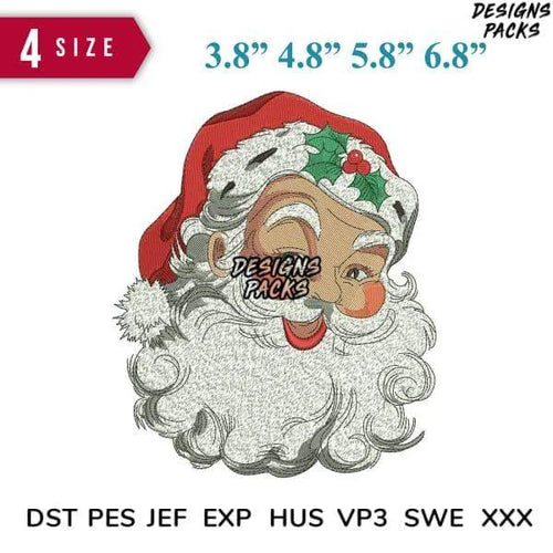 Santa Claus face Embroidery Design 3.8