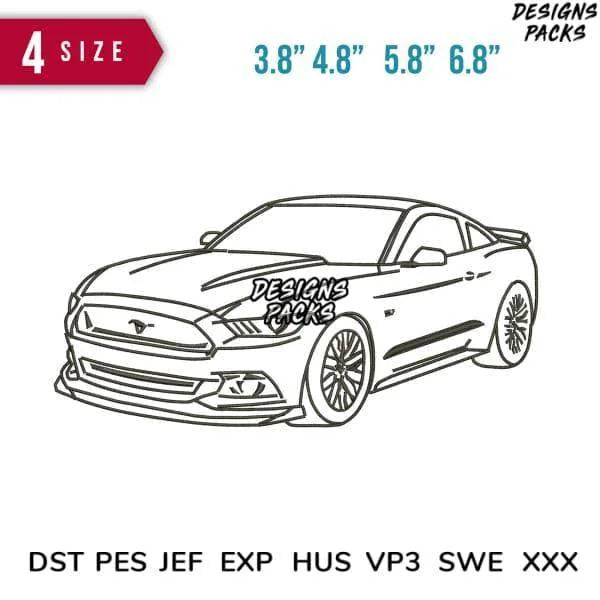 Car Outline Honda Embroidery Design 3.8" 4.8" 5.8" 6.8"