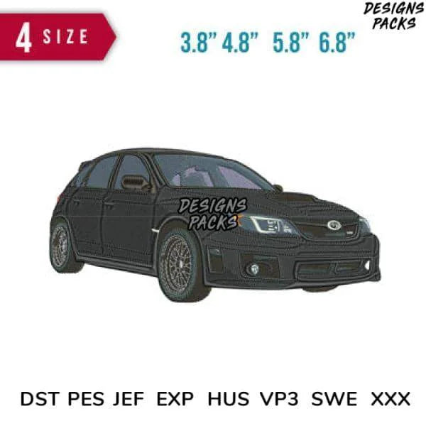 Car Black T Embroidery Design 3.8" 4.8" 5.8" 6.8"