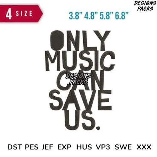 Only Music typo Embroidery Design 3.8