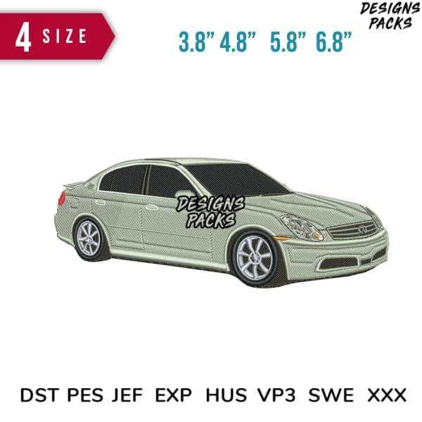 Car Grey Embroidery Design 3.8" 4.8" 5.8" 6.8"