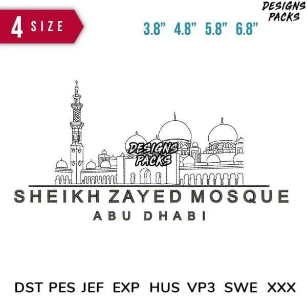 Syaikh Zayed Mosque Embroidery Design 3.8" 4.8" 5.8" 6.8"