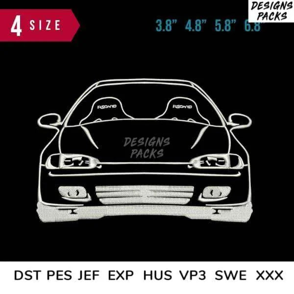 Car line Art Embroidery Design 3.8" 4.8" 5.8" 6.8"